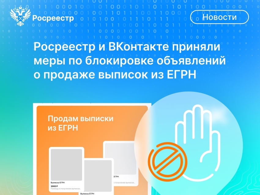 После обращения Росреестра ВКонтакте заблокированы объявления о продаже выписок из ЕГРН.
